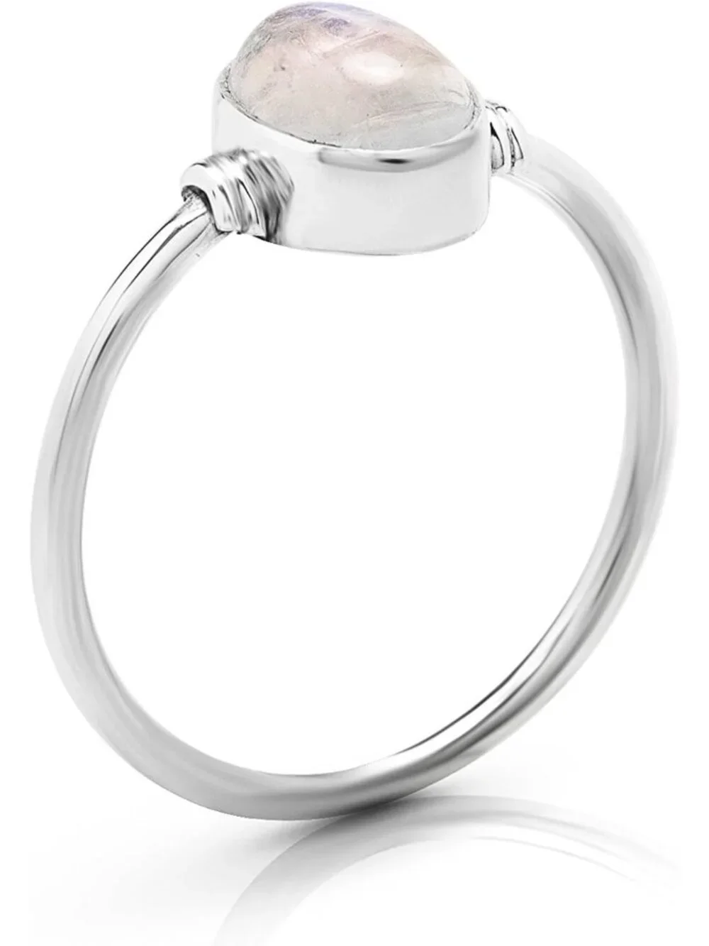Delicate Oval Moonstone 925 Sterling Silver Ring - Boho Chic Jewelry for Women